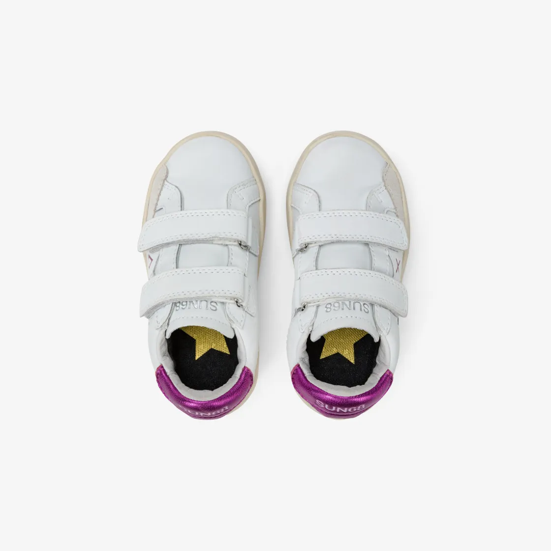 Hot Sneaker Girl's Katy in pelle bianca e fucsia Bambina