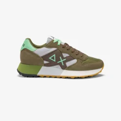 Discount Sneaker Jaki Bicolor in nylon e suede verde militare e grigio chiaro Uomo Uomo
