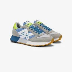 Sale Sneaker Jaki Bicolor in nylon e suede grigio chiaro e avio Uomo Scarpe|Uomo