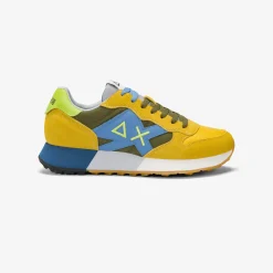 Outlet Sneaker Jaki Bicolor in nylon e suede giallo e verde militare Uomo Scarpe|Uomo