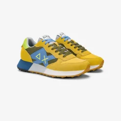 Outlet Sneaker Jaki Bicolor in nylon e suede giallo e verde militare Uomo Scarpe|Uomo