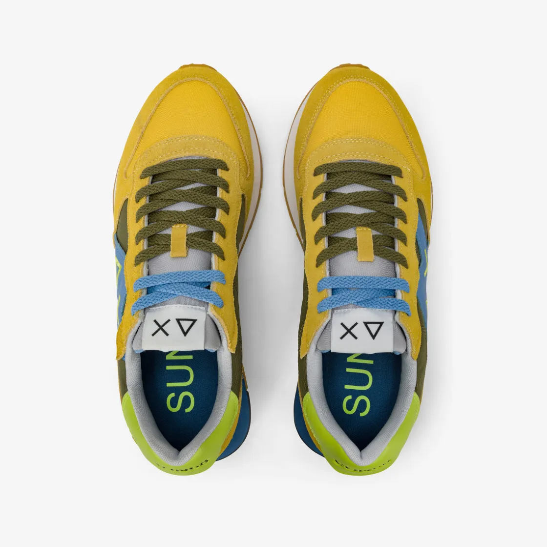 Outlet Sneaker Jaki Bicolor in nylon e suede giallo e verde militare Uomo Scarpe|Uomo