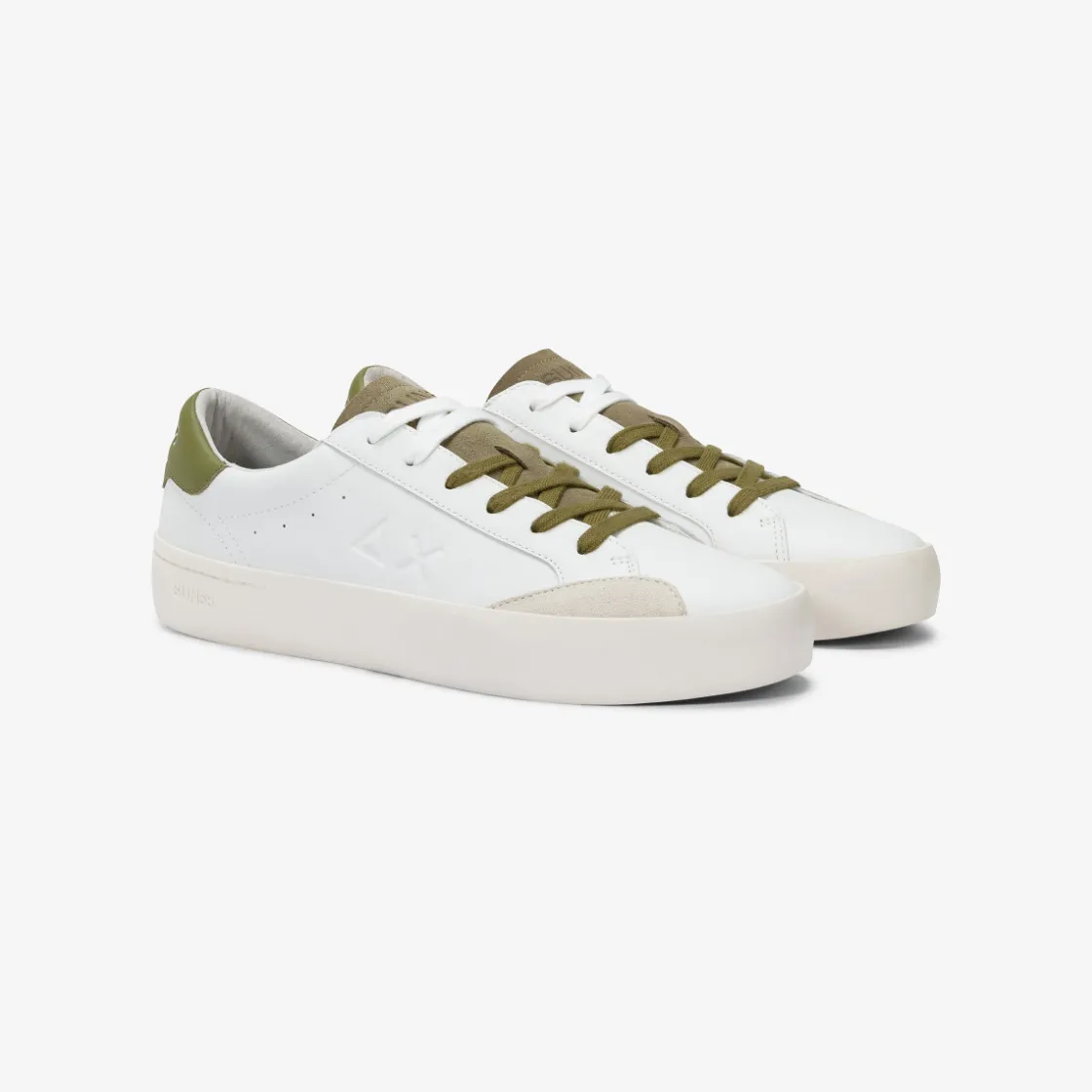 Discount Sneaker Street in pelle bianca e verde militare Uomo Scarpe|Uomo