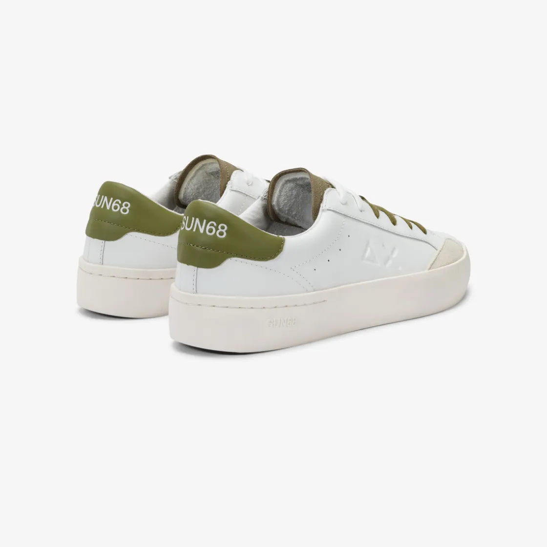 Discount Sneaker Street in pelle bianca e verde militare Uomo Scarpe|Uomo