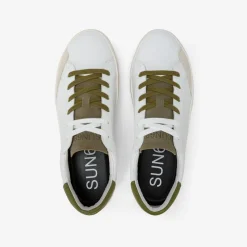 Discount Sneaker Street in pelle bianca e verde militare Uomo Scarpe|Uomo