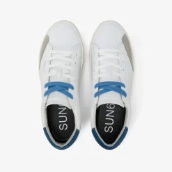 Fashion Sneaker Street in pelle bianca panna e avio scuro Uomo Scarpe|Uomo