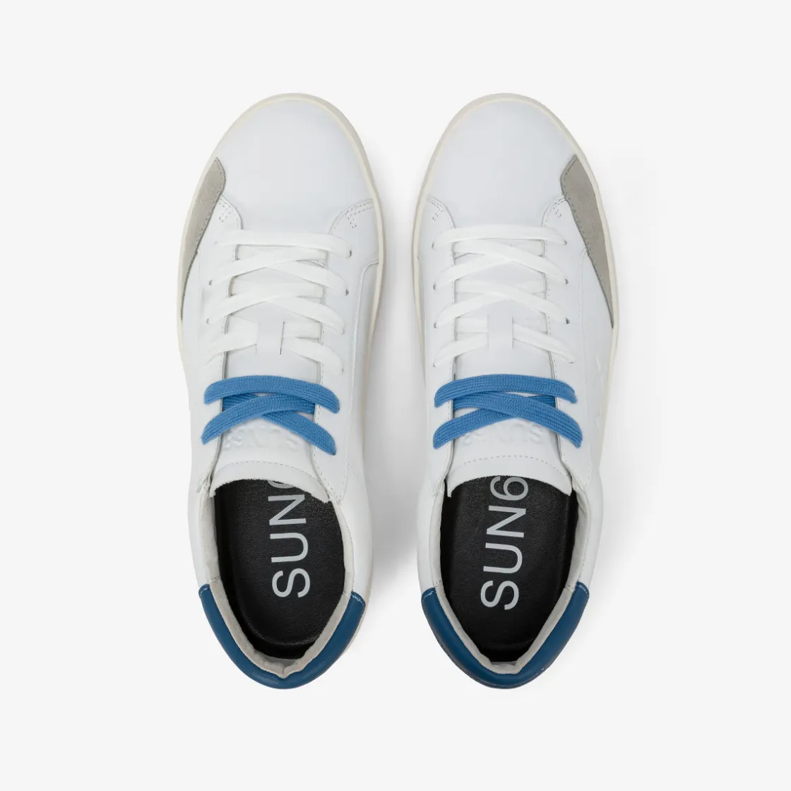 Fashion Sneaker Street in pelle bianca panna e avio scuro Uomo Scarpe|Uomo