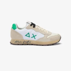 Outlet Sneaker Tom Vintage in nylon e suede bianco panna e verde prato Uomo Scarpe|Uomo