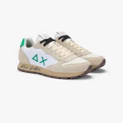 Outlet Sneaker Tom Vintage in nylon e suede bianco panna e verde prato Uomo Scarpe|Uomo