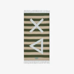 Hot Telo mare in cotone a righe verde scuro e sabbia Uomo Accessori|Accessori