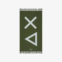 Sale Telo mare in cotone verde scuro con frange Uomo Accessori|Accessori