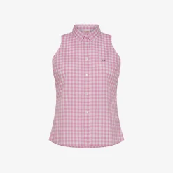 Best Top in cotone check fucsia e bianco Donna Camicie