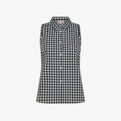Outlet Top in cotone check nero e bianco Donna Camicie