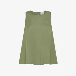 Online Top in lino verde salvia Donna Camicie