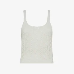 New Top in maglia di cotone bianco panna Donna Maglie