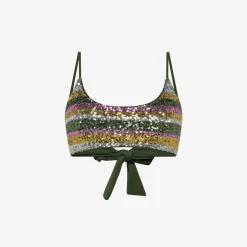 Hot Top mare con paillettes verde scuro e fucsia Donna Costumi Donna