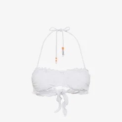 Online Top mare in nylon con ricamo bianco panna Donna Costumi Donna