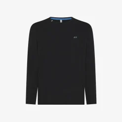 Sale T-shirt a maniche lunghe in cotone nero Uomo T-Shirts