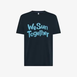 Outlet T-shirt blu navy con stampa lettering Uomo T-Shirts