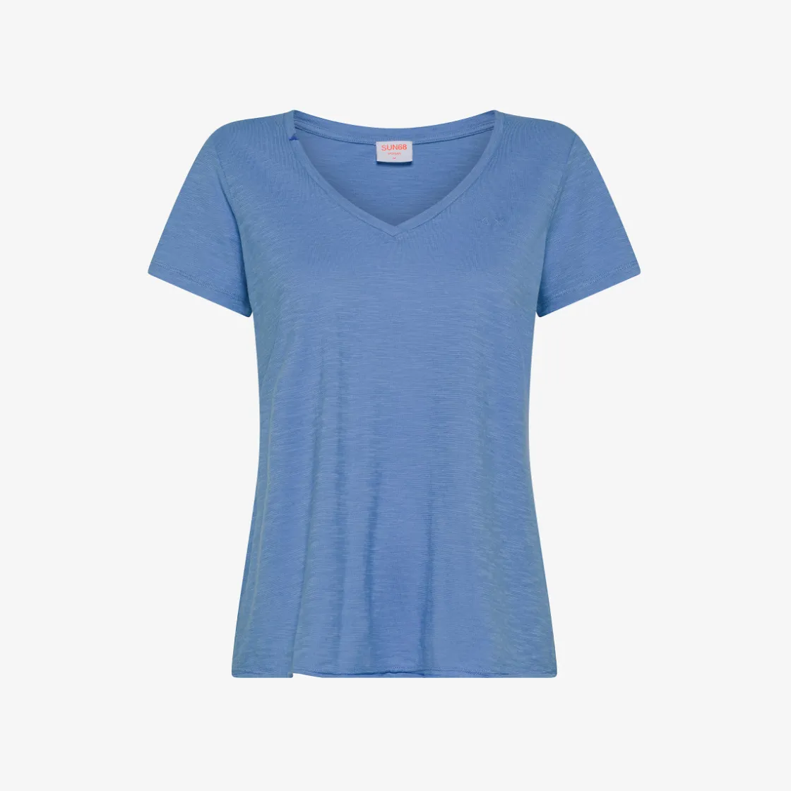 Online T-shirt con scollo a V in cotone avio Donna T-Shirts