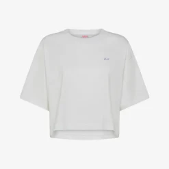 Best T-shirt cropped in jersey di cotone avio scuro Donna T-Shirts