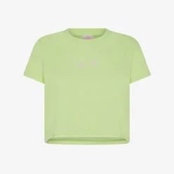 Hot T-shirt cropped in jersey di cotone giallo limone Donna T-Shirts