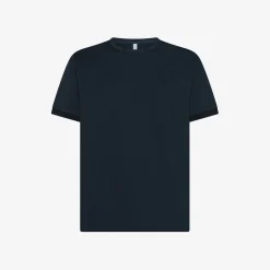 Online T-shirt in cotone blu navy con logo ricamato Uomo T-Shirts