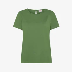 Fashion T-shirt in cotone verde salvia Donna T-Shirts
