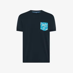 Clearance T-shirt in jersey blu navy con taschino stampato Uomo T-Shirts