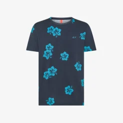 Sale T-shirt in jersey di cotone blu navy Uomo Beachwear Uomo