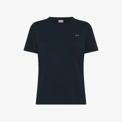 Fashion T-shirt in jersey di cotone blu navy Donna T-Shirts