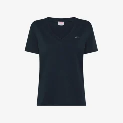 New T-shirt in jersey di cotone blu navy Donna T-Shirts