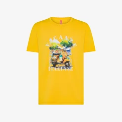 Discount T-shirt in jersey di cotone giallo Uomo Beachwear Uomo