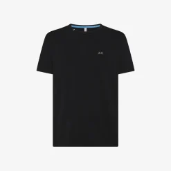 New T-shirt in jersey di cotone nero con taschino Uomo T-Shirts