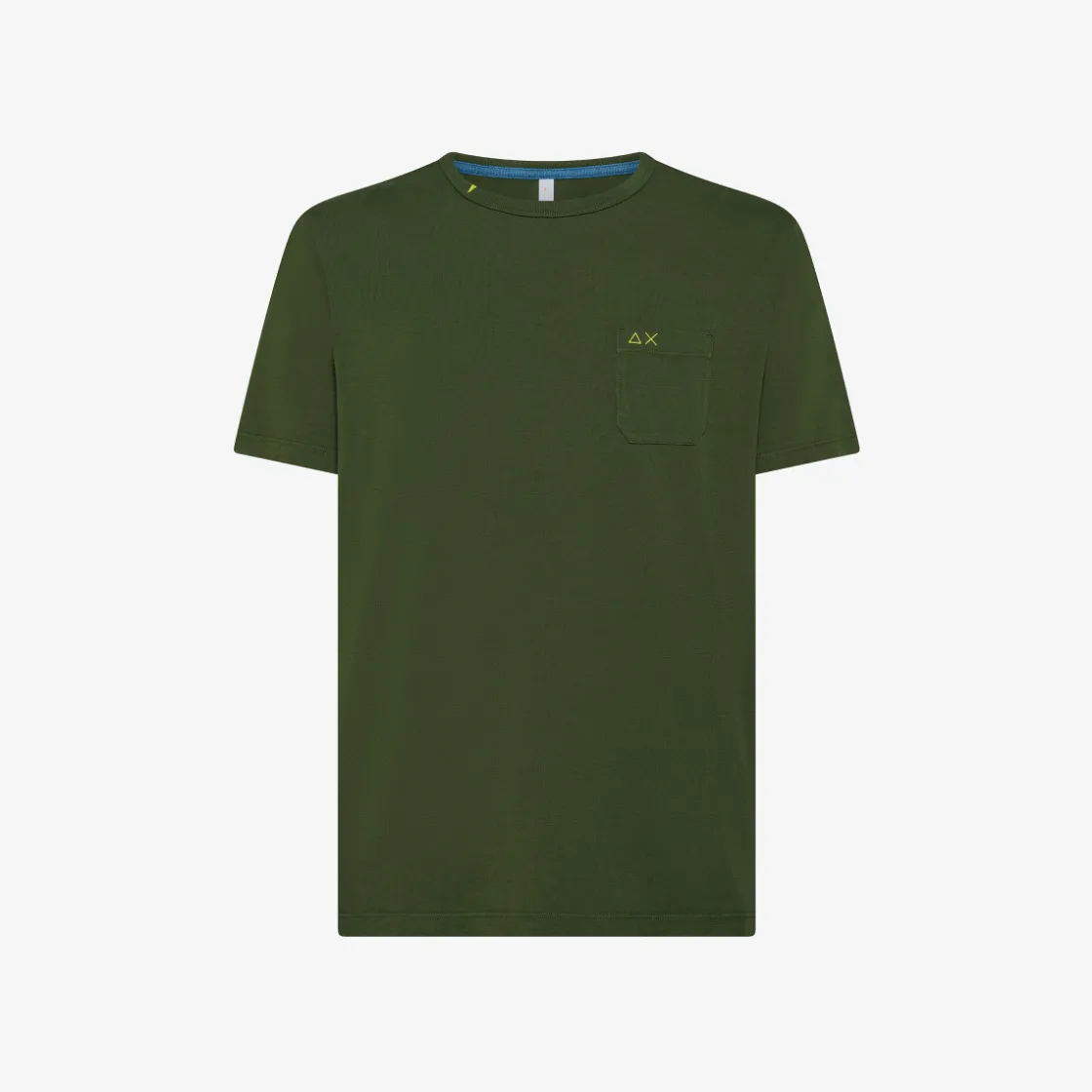 Fashion T-shirt in jersey di cotone verde scuro con taschino Uomo T-Shirts