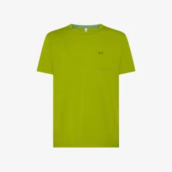 Discount T-shirt in jersey di cotone verde oliva con taschino Uomo T-Shirts