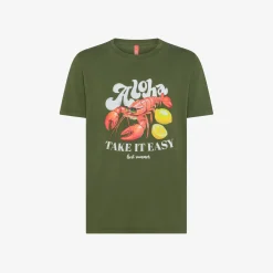 Hot T-shirt in jersey di cotone verde scuro Uomo Beachwear Uomo