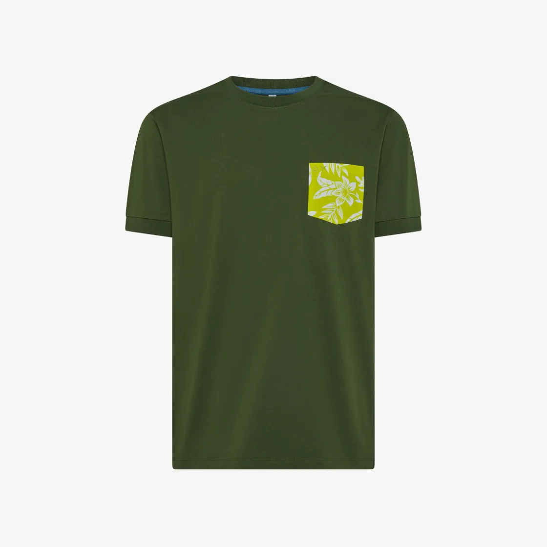 Sale T-shirt in jersey verde scuro con taschino stampato Uomo T-Shirts