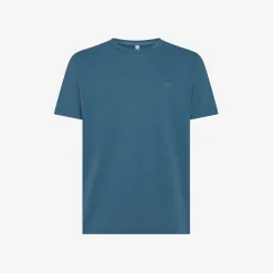 Hot T-shirt in lino avio scuro con logo ricamato Uomo T-Shirts