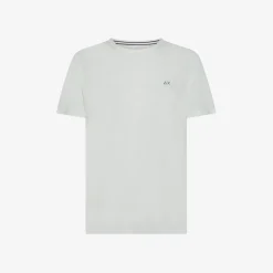 New T-shirt in lino bianco panna con logo ricamato Uomo T-Shirts