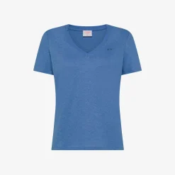 Clearance T-shirt in lino e cotone avio Donna T-Shirts