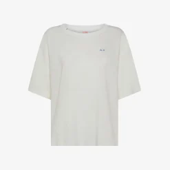Fashion T-shirt in lino e cotone bianco panna Donna T-Shirts