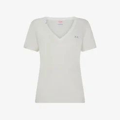 Fashion T-shirt in lino e cotone bianco panna Donna T-Shirts