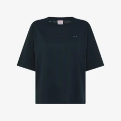 Discount T-shirt in lino e cotone blu navy Donna T-Shirts