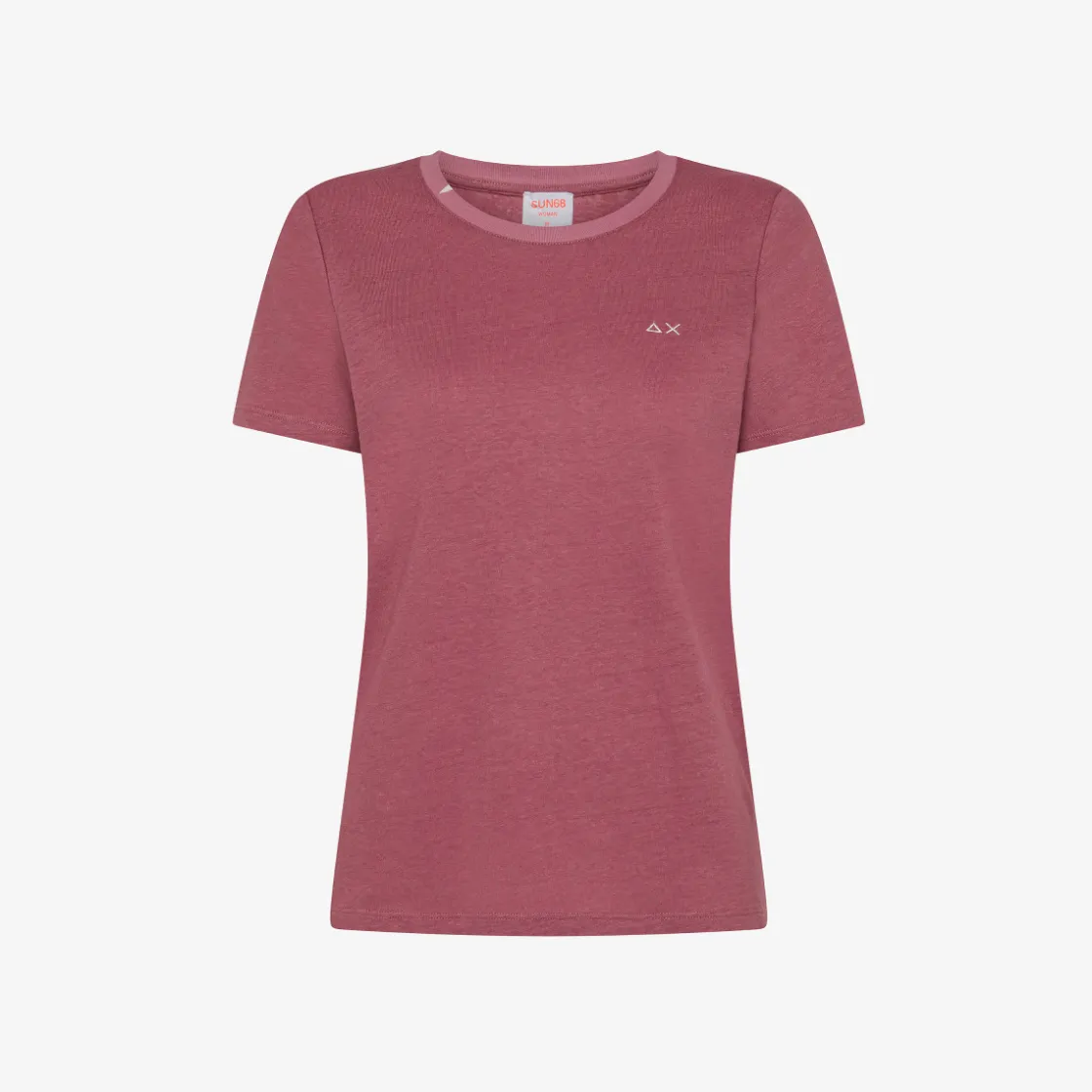 New T-shirt in lino e cotone rosa scuro Donna T-Shirts