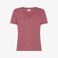 Online T-shirt in lino e cotone rosa scuro Donna T-Shirts