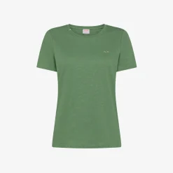 Sale T-shirt in lino e cotone verde salvia Donna T-Shirts