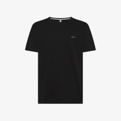 Sale T-shirt in lino nero con logo ricamato Uomo T-Shirts