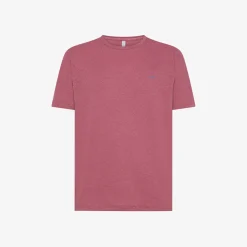 Outlet T-shirt in lino rosa scuro con logo ricamato Uomo T-Shirts