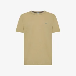 Sale T-shirt in lino sabbia con logo ricamato Uomo T-Shirts